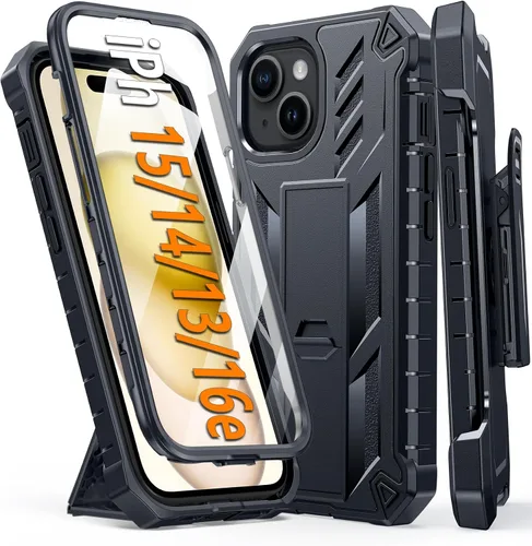 Miniatura 12 de FNTCASE Funda para iPhone 15: funda para iPhone 13, 14 y 16e, de grado militar, protección rígida a prueba de golpes, funda protectora rígida