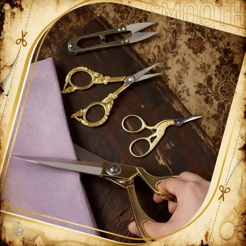 Miniatura 5 de Therwen 4 tijeras de bordado europeas vintage, herramienta de costura y artesanía de precisión, regalo de costura para entusiastas de la artesanía