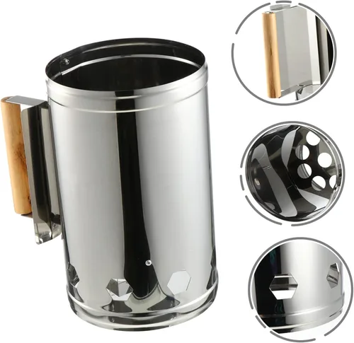Miniatura 6 de Yardwe Accesorios de parrilla de cubo de acero inoxidable para parrilla al aire libre, accesorios de arranque de chimenea de cocina al aire libre