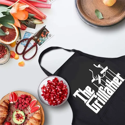 Delantales divertidos para hombres, delantal negro con bolsillos, perfecto para cocinar en la cocina, barbacoa, hornear, regalos para marido, papá