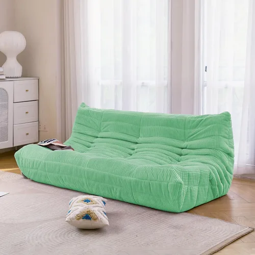 Miniatura 16 de N&V Fireside Sofá de Tres Plazas, Piso de Tamaño Individual Sin Brazos de Mediados de Siglo, Silla de Salón de Piso de Pana Premium Suave, Silla