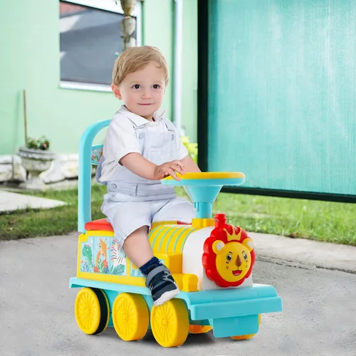 Miniatura 9 de Honey Joy - Tren para montar con 16 piezas de pistas, juguete eléctrico alimentado por batería de 6V para niños, luces intermitentes y música, Azul