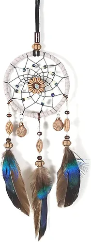 Miniatura 4 de Atrapasueños para automóvil, espejo retrovisor de plumas pequeñas, atrapasueños para colgar en la pared, accesorios decorativos para mujer (gris)
