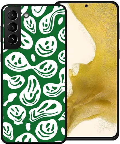 Miniatura 25 de Funda de teléfono para Samsung Galaxy S22 5G, rosa pastel y blanco, divertida sonrisa trippy derretida hippie sonriente calavera fantasma cara linda