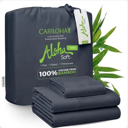 Miniatura 40 de Cariloha Aloha Soft - Juego de sábanas suaves de 4 piezas Gris Sombra King Hecho de 100% viscosa derivada de bambú Línea de sábanas Sombra