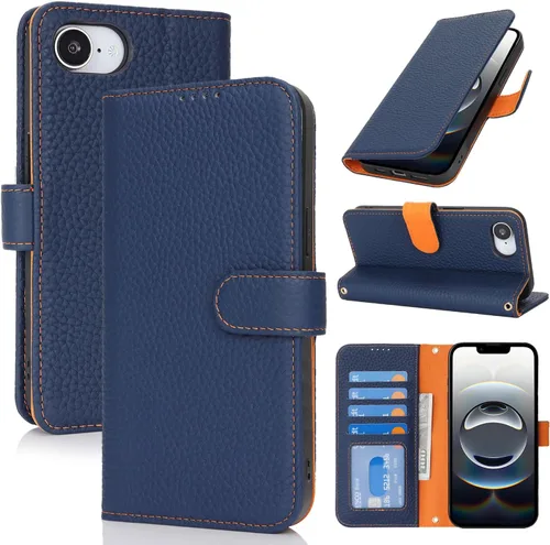 Miniatura 168 de Zouzt Funda para iPhone 11 de 6.1 pulgadas de piel auténtica con 4 ranuras para tarjetas, tarjetero con bloqueo RFID, tapa magnética, función atril