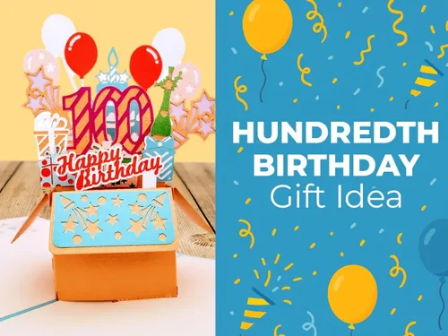 Miniatura 5 de iGifts And Cards Tarjeta desplegable 3D de cumpleaños número 100: caja de fiesta azul centro de mesa de champán - Saludo de hito para padres