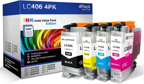 Miniatura 8 de LC406 - Cartuchos de tinta para impresora Brother, repuesto para MFC-J4335DW, MFC-J6555DW, MFC-J4345DW, MFC-J5855DW, MFC-J4535DW XL