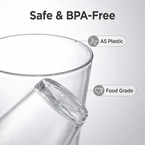 Miniatura 4 de AOYITE Vasos de plástico de 18 onzas para jugo de agua, aptos para lavavajillas, sin BPA, juego de 6 vasos de alta calidad