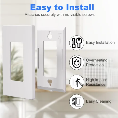 Miniatura 3 de Cubierta de tomacorriente, placa de pared decorativa sin tornillos, cubierta de enchufe de alimentación para interruptor de luz, tamaño estándar