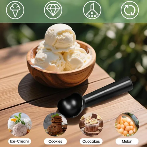 Miniatura 5 de HANSGO Cuchara para helado, 2 unidades, 7 pulgadas, antiadherente, anticongelante, cuchara de helado, diseño de aluminio, apta para lavavajillas