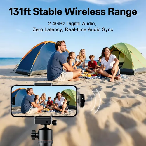 Miniatura 12 de Mini micrófono inalámbrico Lavalier para iPhone, iPad, Android, reducción de ruido y silencio, funda de carga de 33 horas, cambiador de voz AI