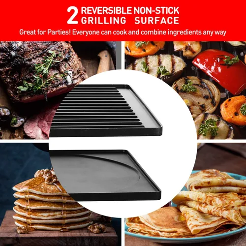 Miniatura 2 de Parrilla de Mesa Raclette, Parrilla Eléctrica de Interior Techwood, Parrilla Coreana BBQ, Placa de Parrilla Antiadherente Extraíble 2 en 1, Negro