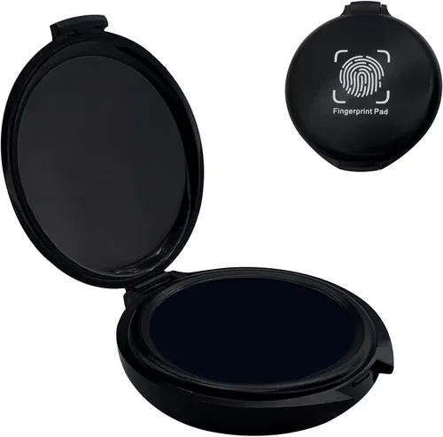Miniatura 9 de Almohadilla de tinta de huellas dactilares, almohadilla de tinta negra para suministros notariales, kit de huellas dactilares portátil para Negro 1