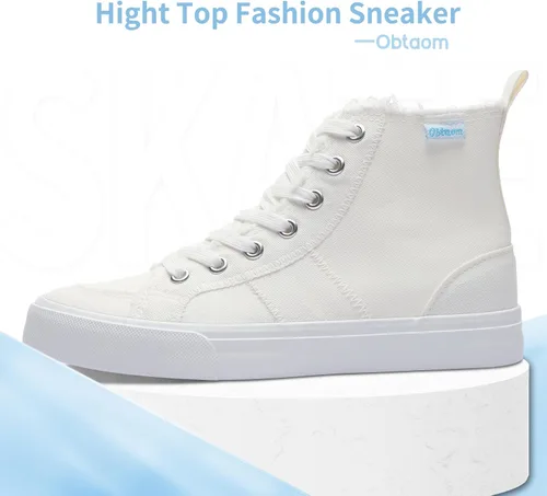 Miniatura 74 de Obtaom Zapatos de lona de alta calidad para mujer/hombre para jugar a media pantorrilla, zapatillas de deporte de moda casuales con cordones de alta