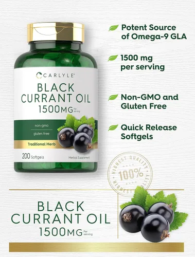 Miniatura 3 de Carlyle Cápsulas blandas de aceite de grosella negra 1500 mg 200 unidades Fórmula sin OMG y sin gluten Aceite de semilla de grosella negra