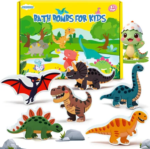 Bombas de baño de Pascua para niños, regalos de bomba de baño de dinosaurio para niños y niñas, paquete de 6 burbujas hechas a mano, ideales para