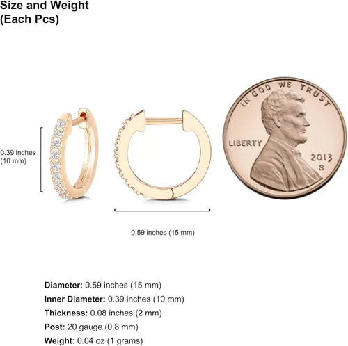 Miniatura 7 de Gacimy - Arracadas de mujer de oro de 14 quilates, aretes Huggie pequeños con broche para cartílago.