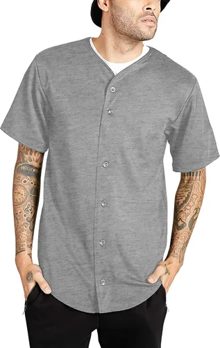 Miniatura 37 de Hat and Beyond camiseta de béisbol para hombre con botones hipster hip hop