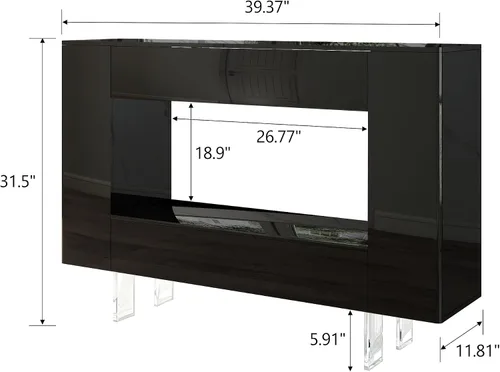 Miniatura 2 de Mesa de entrada de alto brillo con puertas abiertas, gabinete de consola moderno brillante con estante abierto para vestíbulo, sala de estar