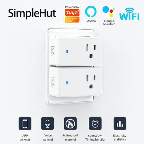 Miniatura 2 de Enchufe inteligente compacto, funciona con Alexa y Google Assistant, aplicación Smart Life y control de voz, monitoreo de energía, programación