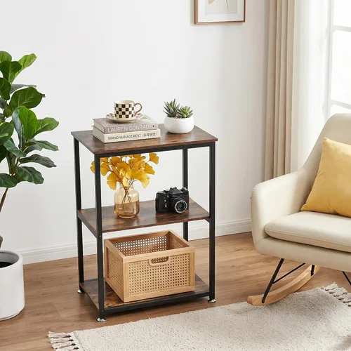 Miniatura 2 de VECELO Tall End Side Table,30" Height Nightstand with 3-Tier Storage Shelf for Living Room Bedroom Office Hallway Study
