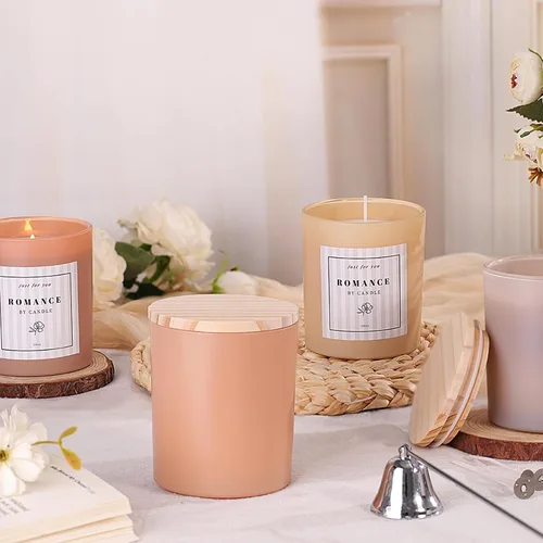 Miniatura 6 de REISEN 12 tarros de vela de ámbar surtidos para hacer velas, tarros de vela vacíos de 10 onzas con tapas y etiquetas de bambú, tarros de vidrio