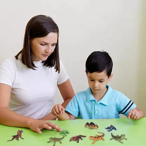 Miniatura 6 de 12 figuras de animales reptiles y lagartos, mini plástico realista de sangre fría, rana anfibia, camaleón, selva, selva, selva, juguetes educativos