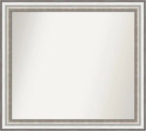 Miniatura 123 de Amanti Art Espejo de baño plateado para sobre el fregadero, 26 x 26 pulgadas, espejo cuadrado de plata antigua, marco de madera tradicional mediano
