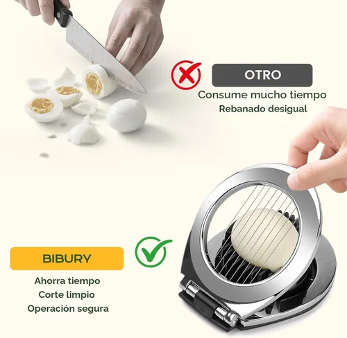 Miniatura 5 de Cortador de Huevos, Cortador de Huevos BIBURY para Huevos Duros, Cortador de Huevos de Alta Resistencia para Huevo, Fresa, Seta, Fruta Suave, Negro