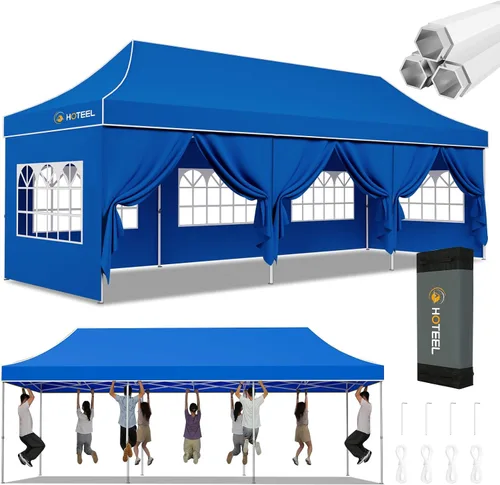 Miniatura 31 de Hoteel 10x15 Pop Up Canopy Tent Heavy Duty with 4 Sidewalls, Waterproof Party Tent, Easy Set-up Commercial Instant Tents with Roller Bag & Sandbags