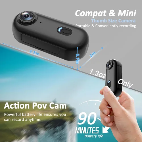 Miniatura 2 de Mini Cámara Corporal 4K 128GB - Cámara Corporal de Acción con Audio y Video - Grabación Impermeable Manos Libres Cámaras Vestibles - Videocámara