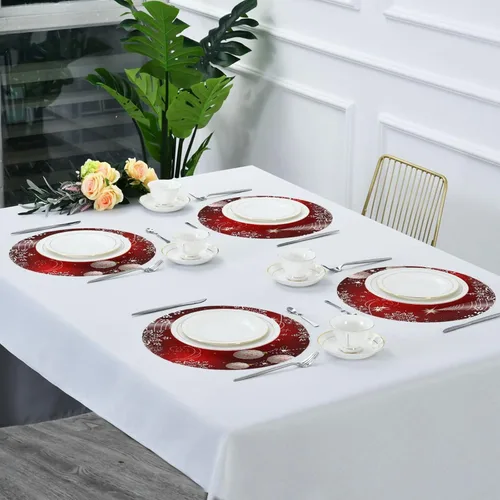 Miniatura 7 de ALAZA Manteles individuales redondos de Navidad rojos brillantes para mesa de comedor, 1 unidad, manteles individuales para decoración de mesa