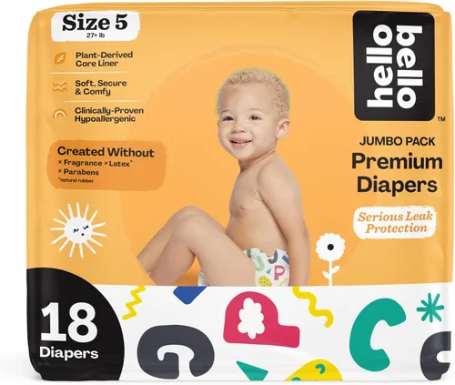 Miniatura 35 de Pañales Hello Bello, talla 4 (22-37 libras) Flower Child, 21 unidades de pañales desechables premium para bebé, hipoalergénicos con sensación suave