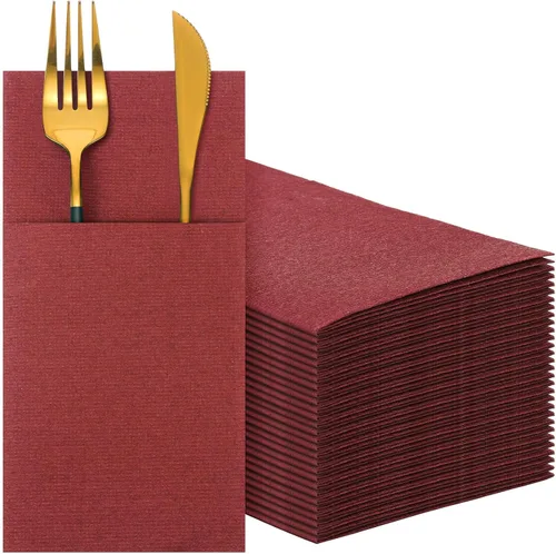 Miniatura 8 de Cindeer 150 piezas de servilletas de cena azul marino con sensación de lino, bolsillo plano incorporado, preplegadas, servilletas de papel 2-Azul