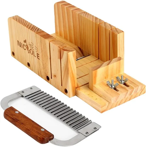 Juego de 2 suministros para hacer jabón, acero inoxidable, ondulado y ajustable, cortador de pan de madera, kit de herramientas de corte NK-9