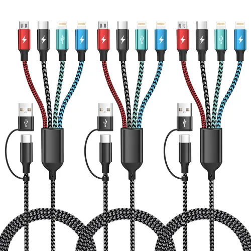Miniatura 16 de Cable USB C a Lightning, cable de carga 4 en 1 de 240 W, 5 pies, cable de carga múltiple USB A/C a C/Lightning con luz para iPhone 16/15/14/13