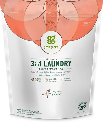 Miniatura 10 de Grab Green Cápsulas de detergente 3 en 1, 24 unidades, sin fragancia, a base de plantas y minerales, poder de limpieza superior, removedor
