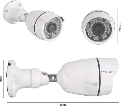 Miniatura 3 de Eversecu Sistema de cámara de seguridad para el hogar 4Ch, DVR 1080P y 4 cámaras HD resistentes a la intemperie, visión nocturna, alerta