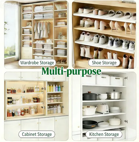 Miniatura 5 de Organizador de Estante de Armario Expandible, Organizador de Estantes Ajustables, Estante de Almacenamiento Divisor DIY Separador RV para Gabinete
