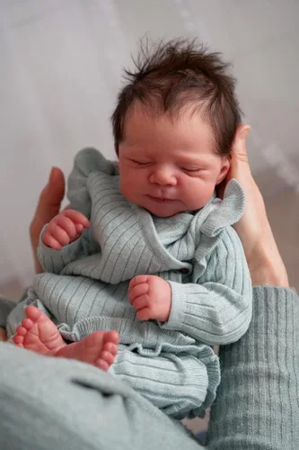 Miniatura 2 de Zero Pam Muñecas Bebé Reborn Realistas Niño 18 Pulgadas Niña Recién Nacida Realista Ojos Cerrados, Muñeca de Bebé Recién Nacido con Cuerpo de Tela