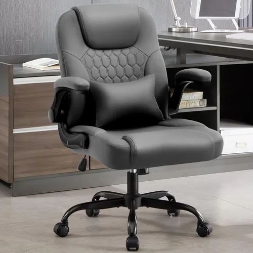 Miniatura 9 de Silla ejecutiva de oficina Nexthro de PU, silla de oficina de cuero con ruedas, silla giratoria de 360° con brazos acolchados, silla ergonómica