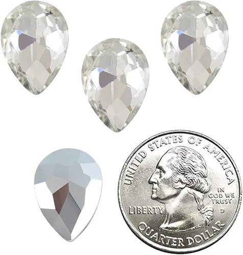 Miniatura 6 de Lágrima de cristal de 0.512 x 0.709 in con diamantes de imitación grandes Pointback para manualidades, fabricación de joyas, zapatos, cuentas