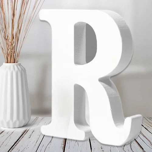 Miniatura 18 de AOCEAN Letras de madera blanca de 6 pulgadas, letras de madera sin terminar para decoración de pared, letras de pie, rebanadas, decoración