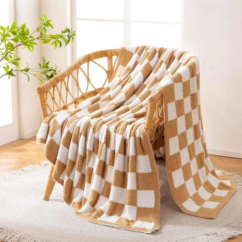 Miniatura 5 de YIRUIO Manta Throw a Cuadros Tablero de Ajedrez Esponjosa Peluda Cálida Cómoda Reversible Súper Suave Acogedora para Decoración del Hogar Cama Sofá