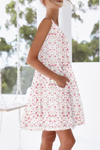 Miniatura 3 de nclook Vestido casual de verano para mujer, dulce y lindo, cómodo, cuello redondo, sin mangas, con bolsillo