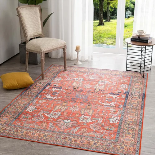 Miniatura 277 de Syalife 4x6 Alfombra Lavable para Área, Ultra Suave Antideslizante, Pila Baja, Alfombra Vintage Resistente a Manchas para Sala de Estar, Alfombra