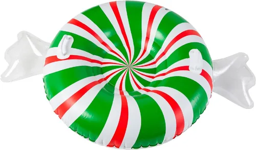 Tubo de nieve inflable grande de 48 pulgadas para niños y adultos, juguete de invierno duradero para tubos y trineos - menta