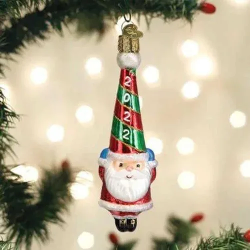 Miniatura 3 de Old World Christmas Adorno soplado de cristal de Papá Noel feliz 2022 para árbol de Navidad