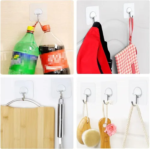 Miniatura 6 de FOTYRIG Ganchos adhesivos resistentes, 15 libras (máx.), giratorios de 180 grados, ganchos adhesivos de pared para colgar ganchos de pared sin 10